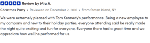 A Christmas party review by Tim Kennedy, featuring a corporate event magician.