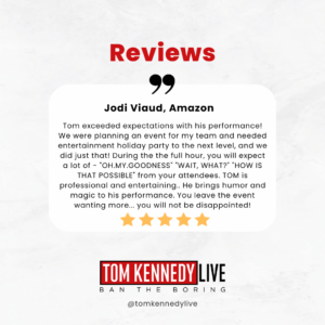 Tom Kennedy live reviews as a corporate event mentalist are consistently excellent.