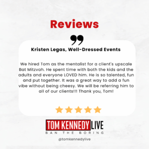 Tom Kennedy's review of Kristin Lee's corporate mentalist events.