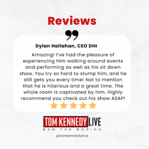 Tom Kennedy reviews Dylan Holland, a corporate mentalist for corporate events.